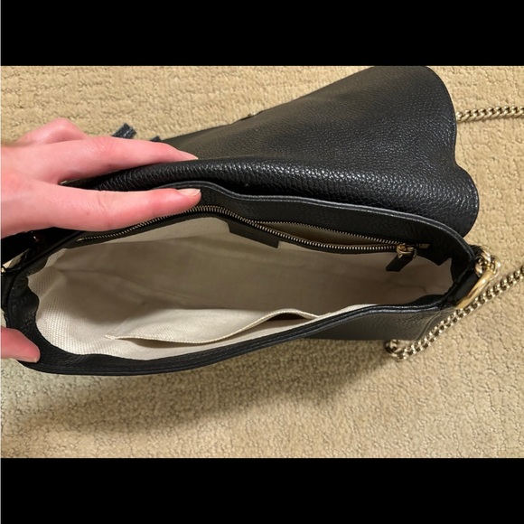 Gucci Soho Disco GG Black Calf Leather Tassel Chain Crossbody Bag - Picture 4 of 12